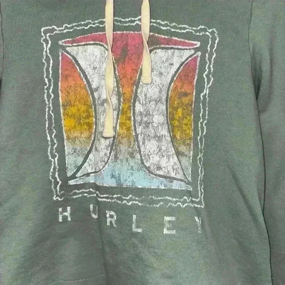 Hurley Green Hoodie Sweatshirt Size S Crop Top Style for Woman - Picture 4 of 9